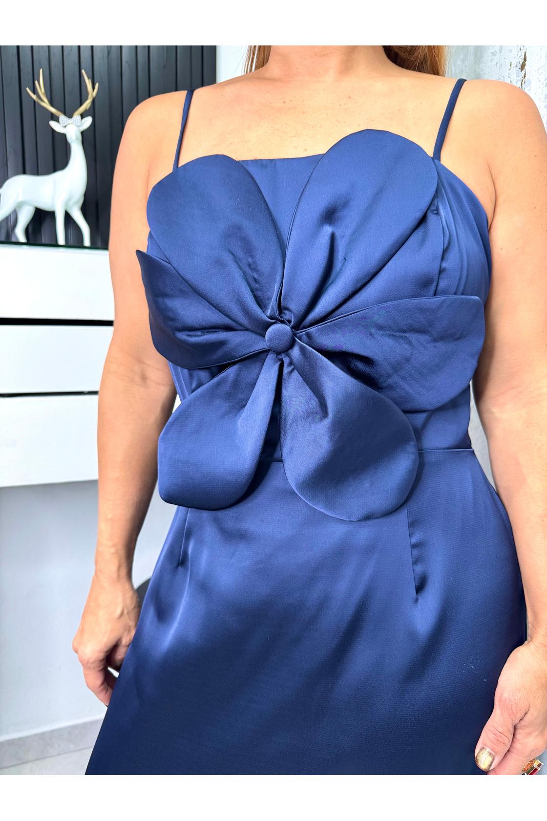 Solid Sleeveless Flower Maxi Dress