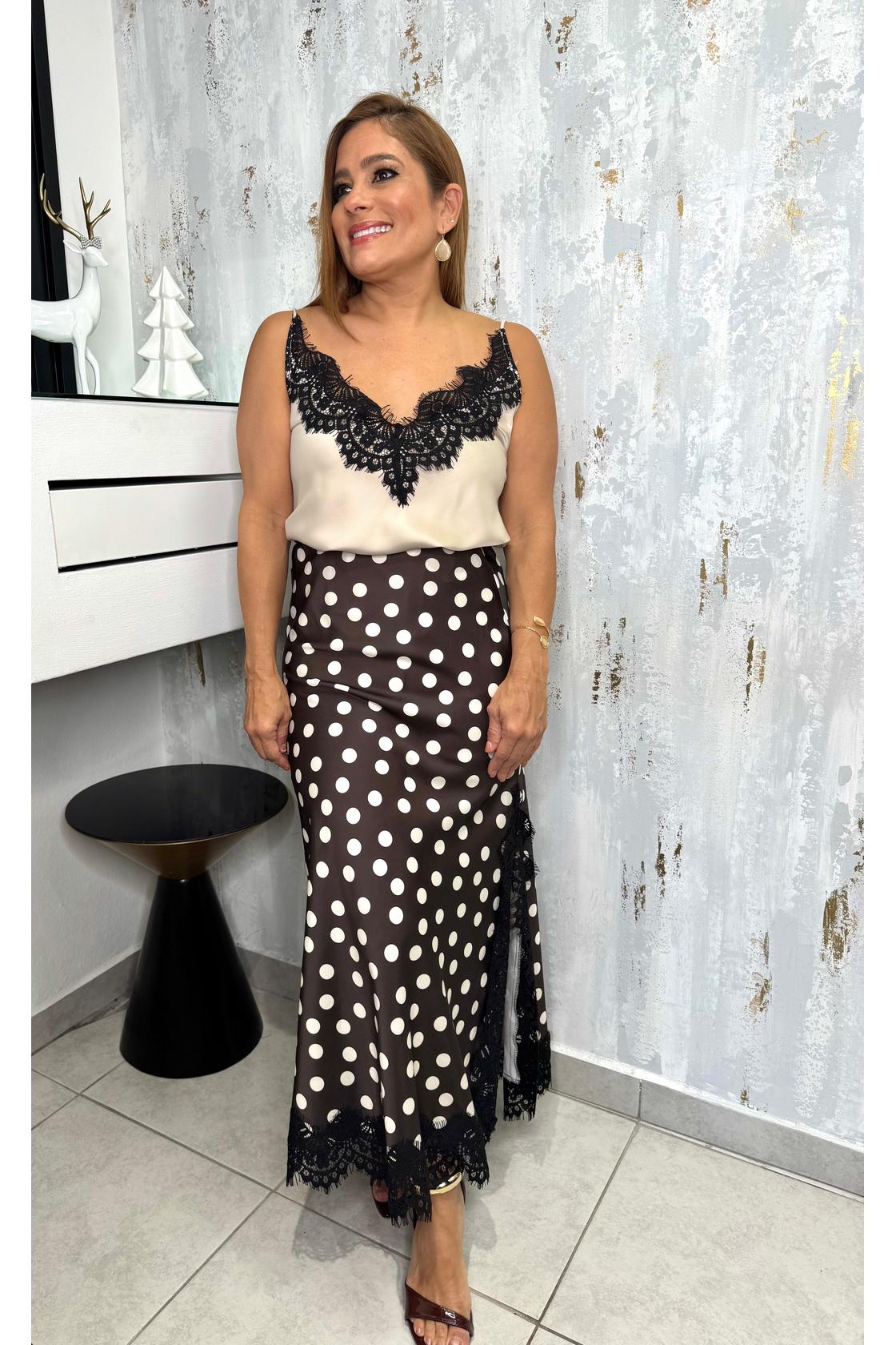 Elegant Lace Trimmed Satin Top