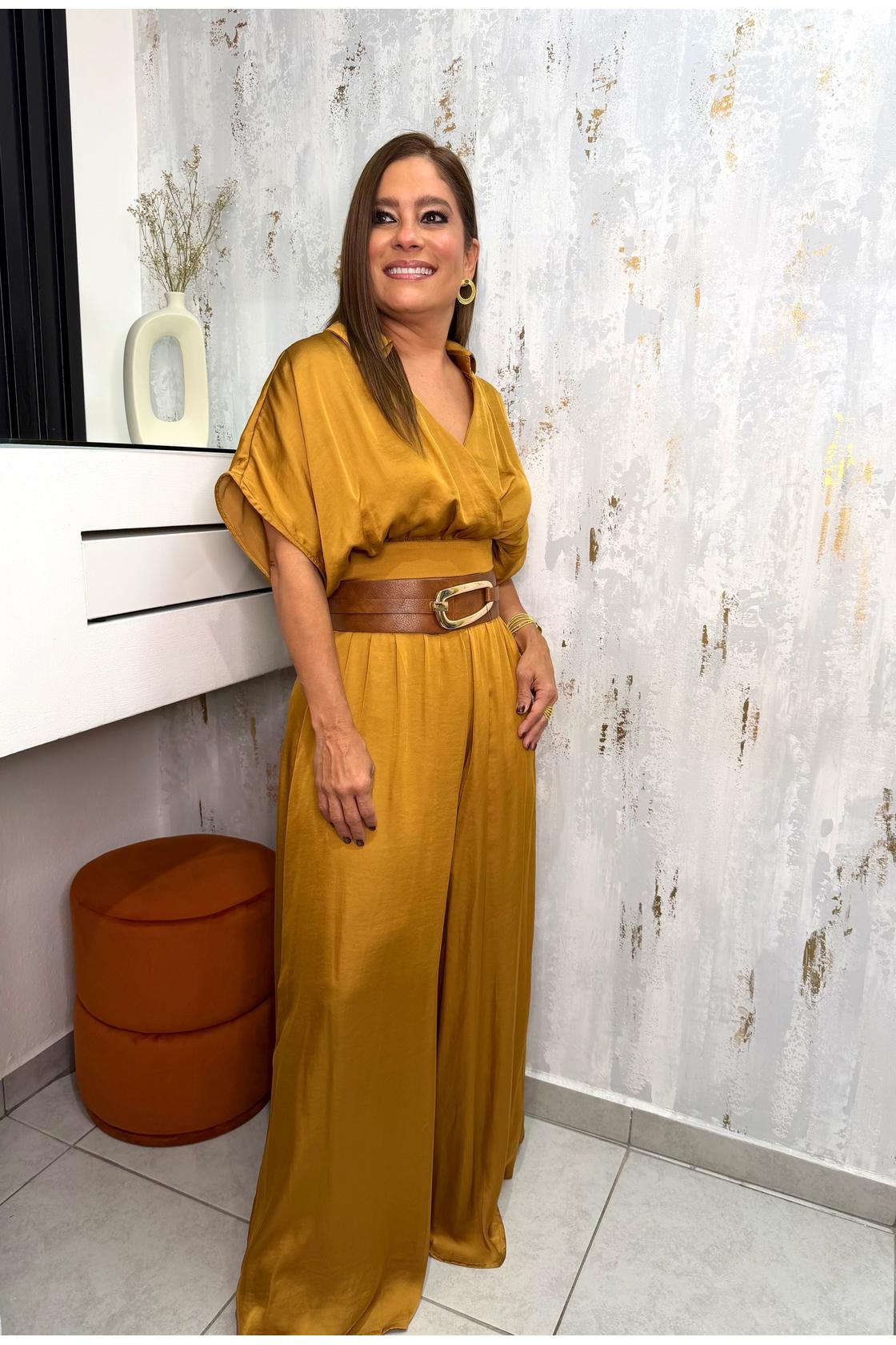 Mustard Wide Leg Pants & Top Set