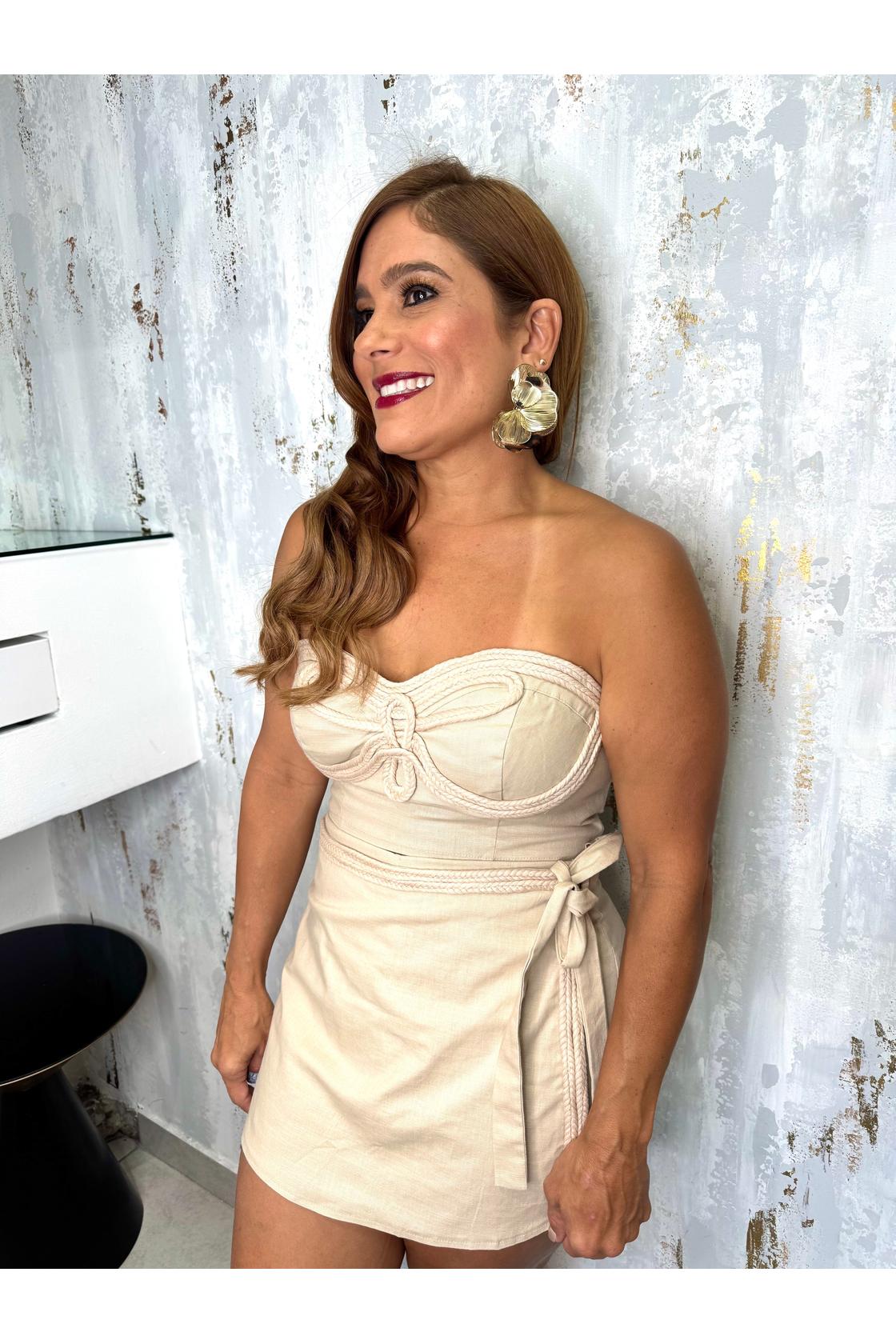 Cotton Linen Crop Top & Skort Line Set