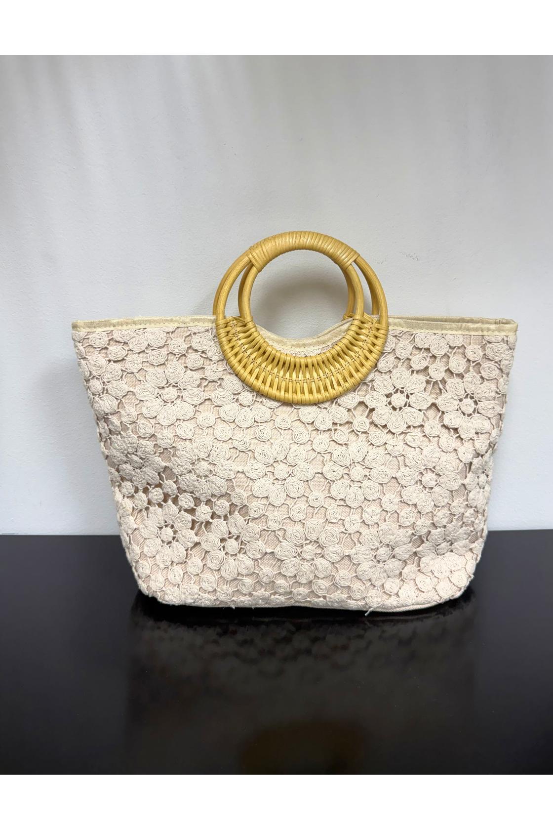 Floral Pattern Design Rounded
Handle Tote Bag
