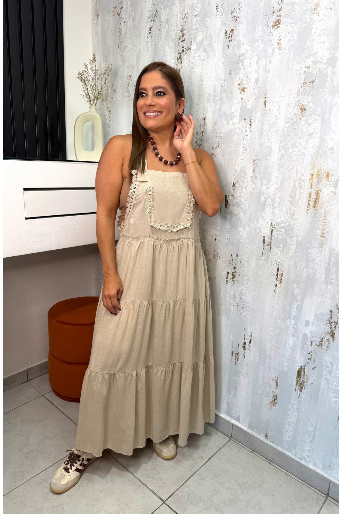 Boho Lace Tiered Maxi Overall
