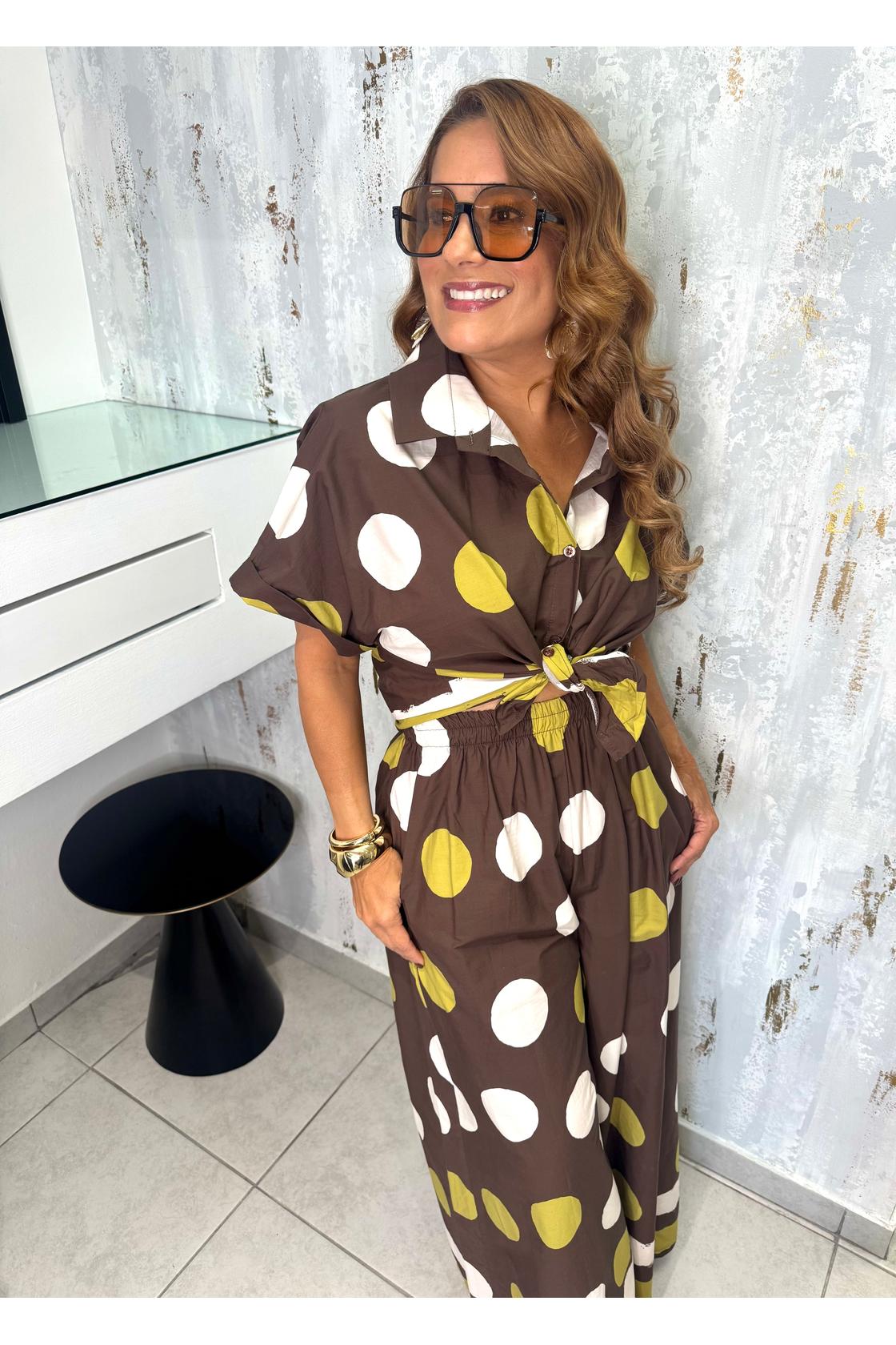 Polka Dots Set Blouse & Pants