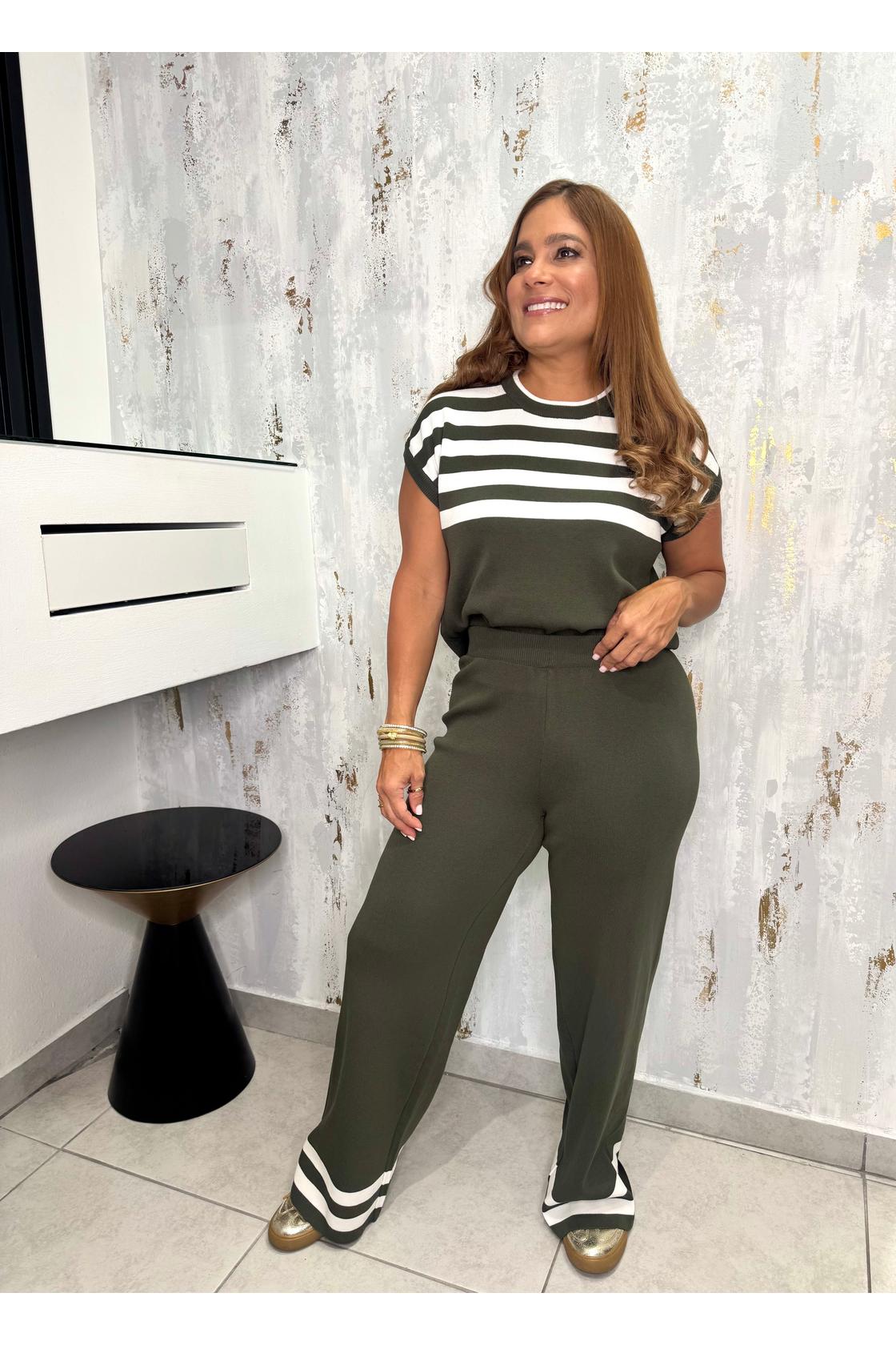 Crew Neck Short Sleeved
Wide Leg Pants Set
