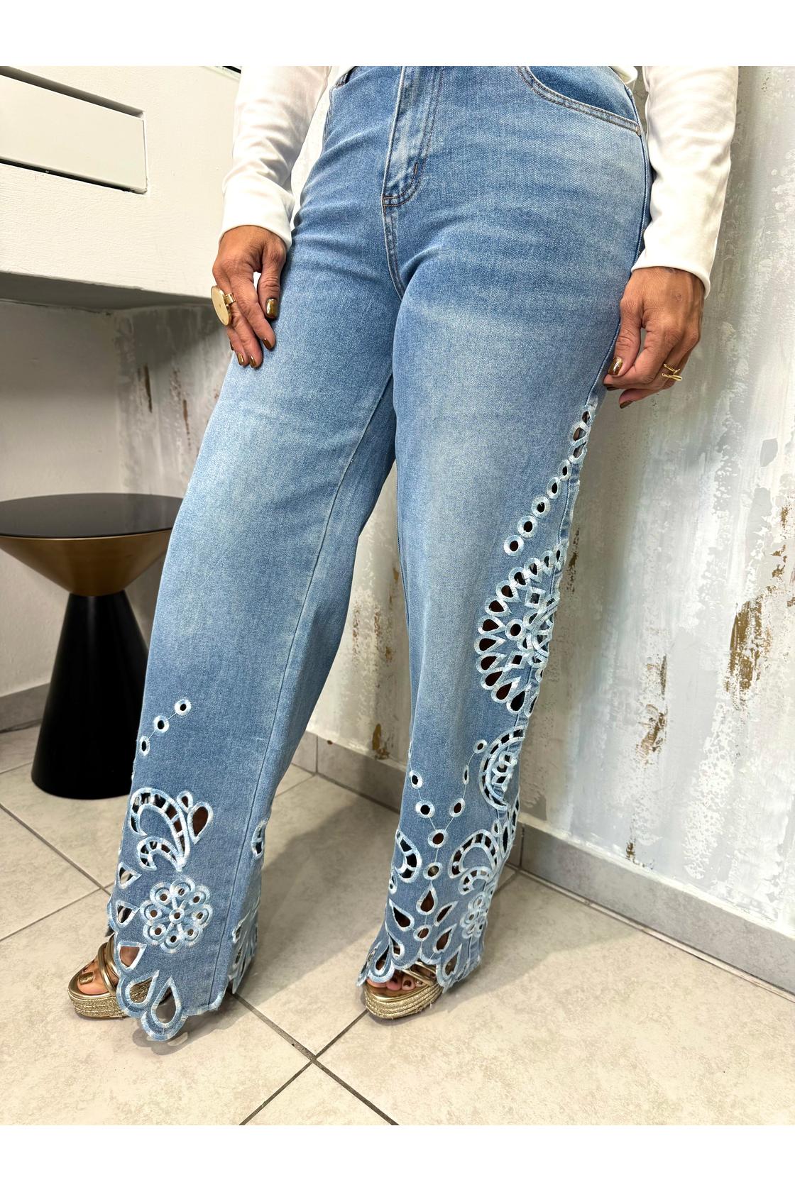 High Rise Pants Strech Flare Lace