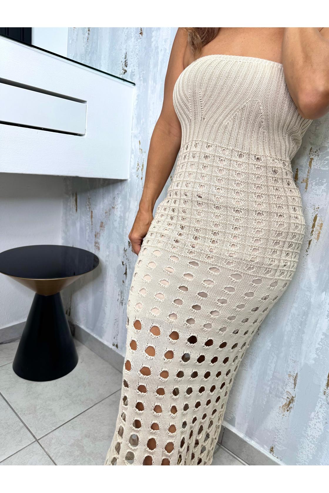 Knit Crochet Maxi Cover-up Dress