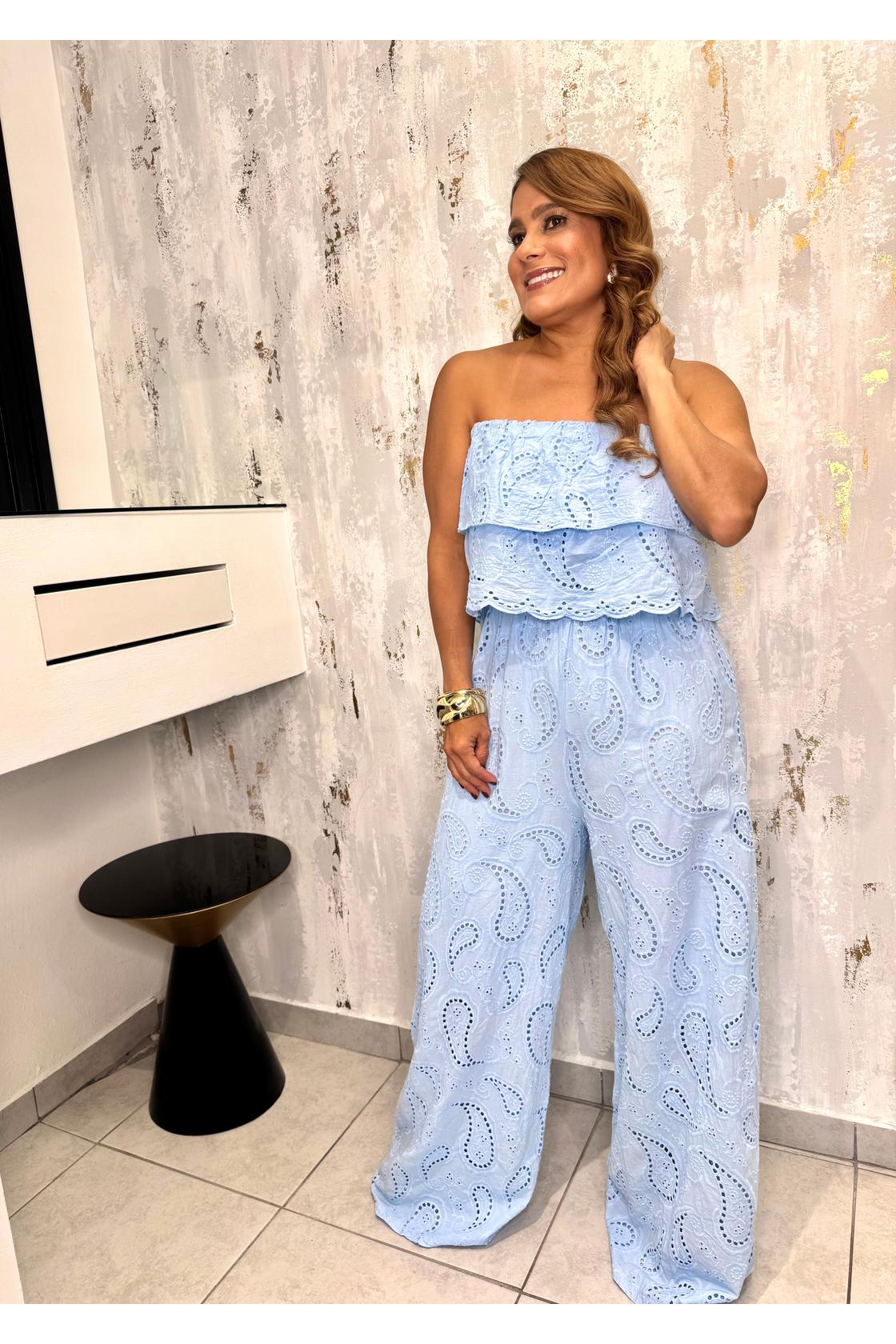 Chic Embroidered Off The Shoulder Jumpsuit