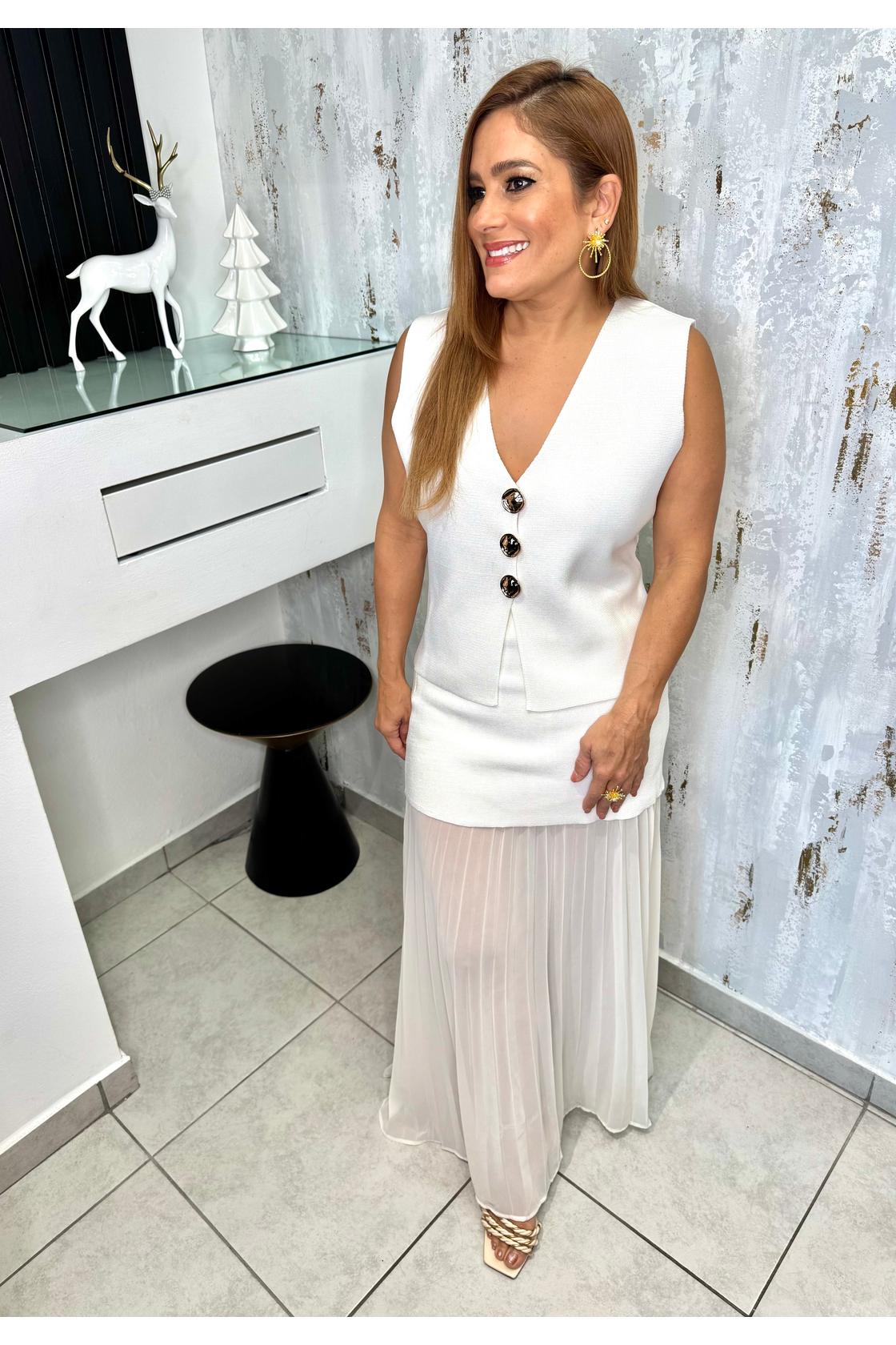 White Knit Skirt Set