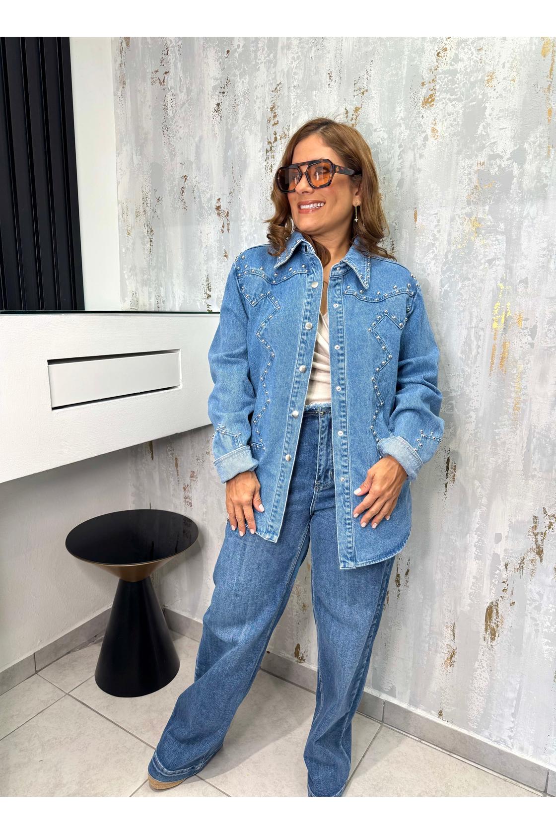 Light Wash denim Jacket With Stones