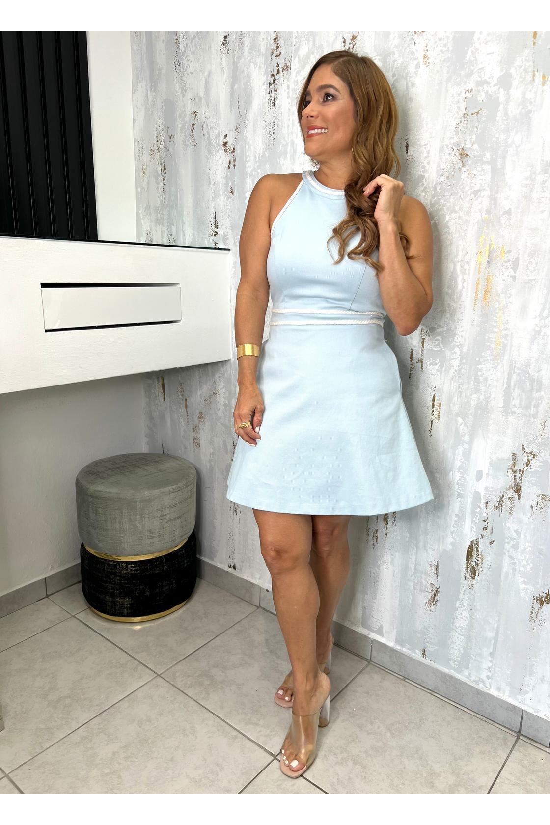 Santorini Mini Dress Trim Sleeveless