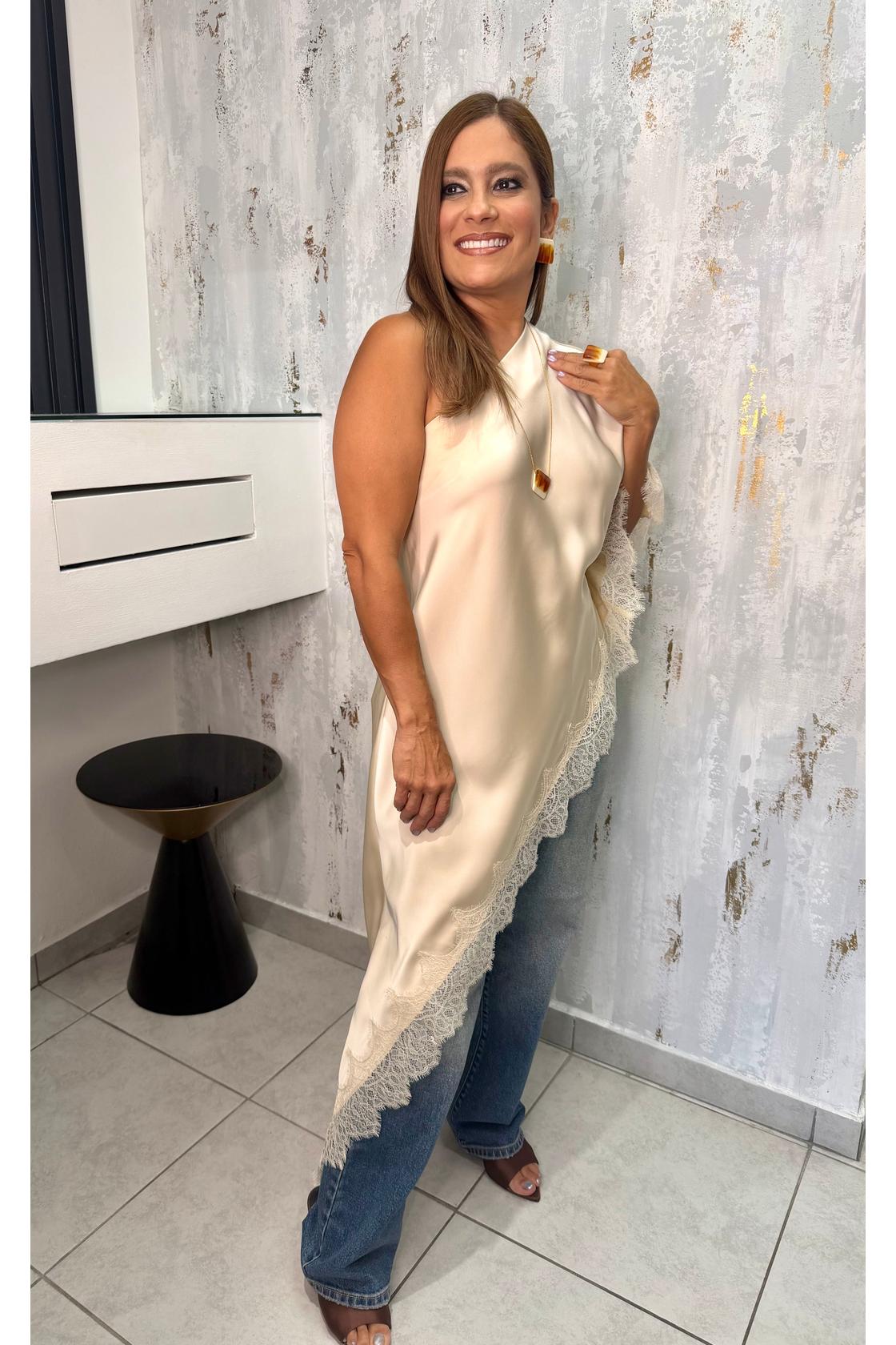 One Shoulder Asymmetrical Blouse