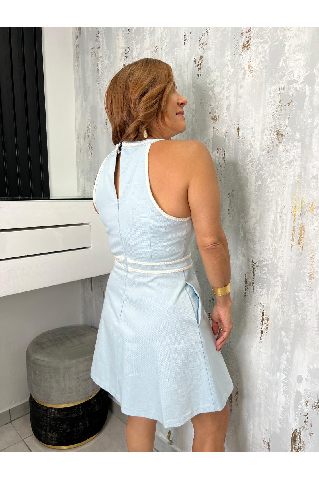 Santorini Mini Dress Trim Sleeveless