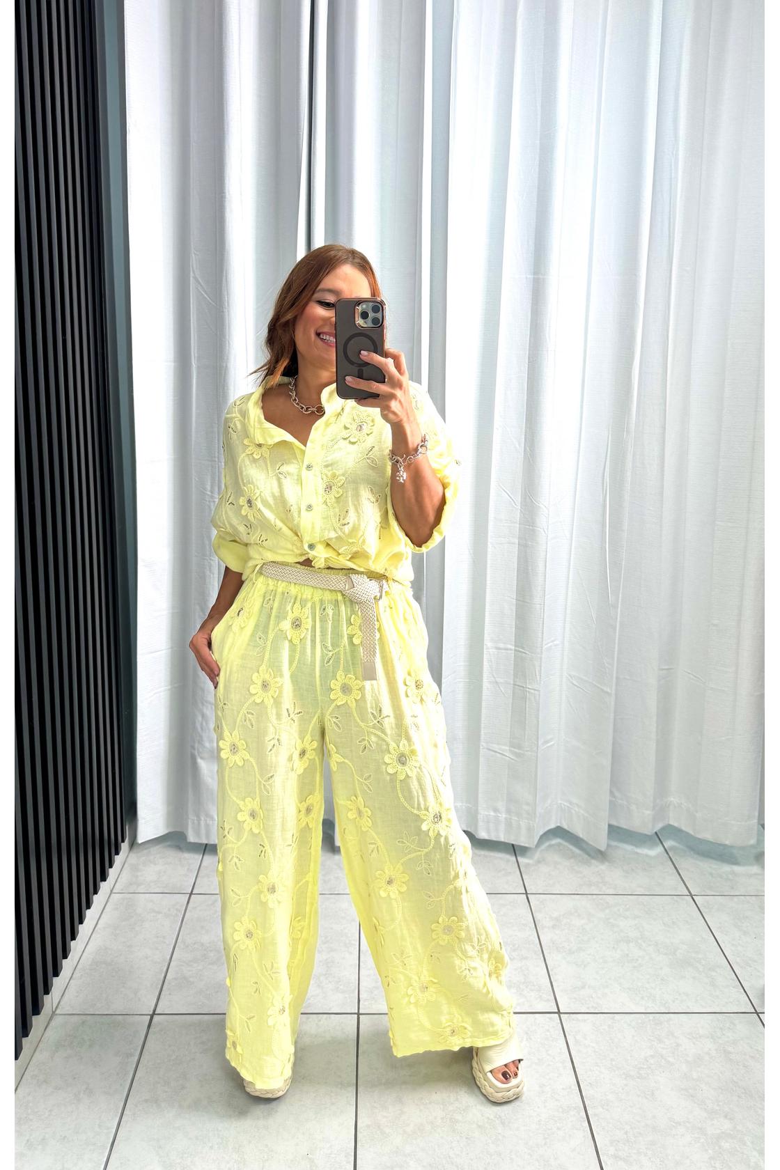 Embroidered Flower Two piece Set