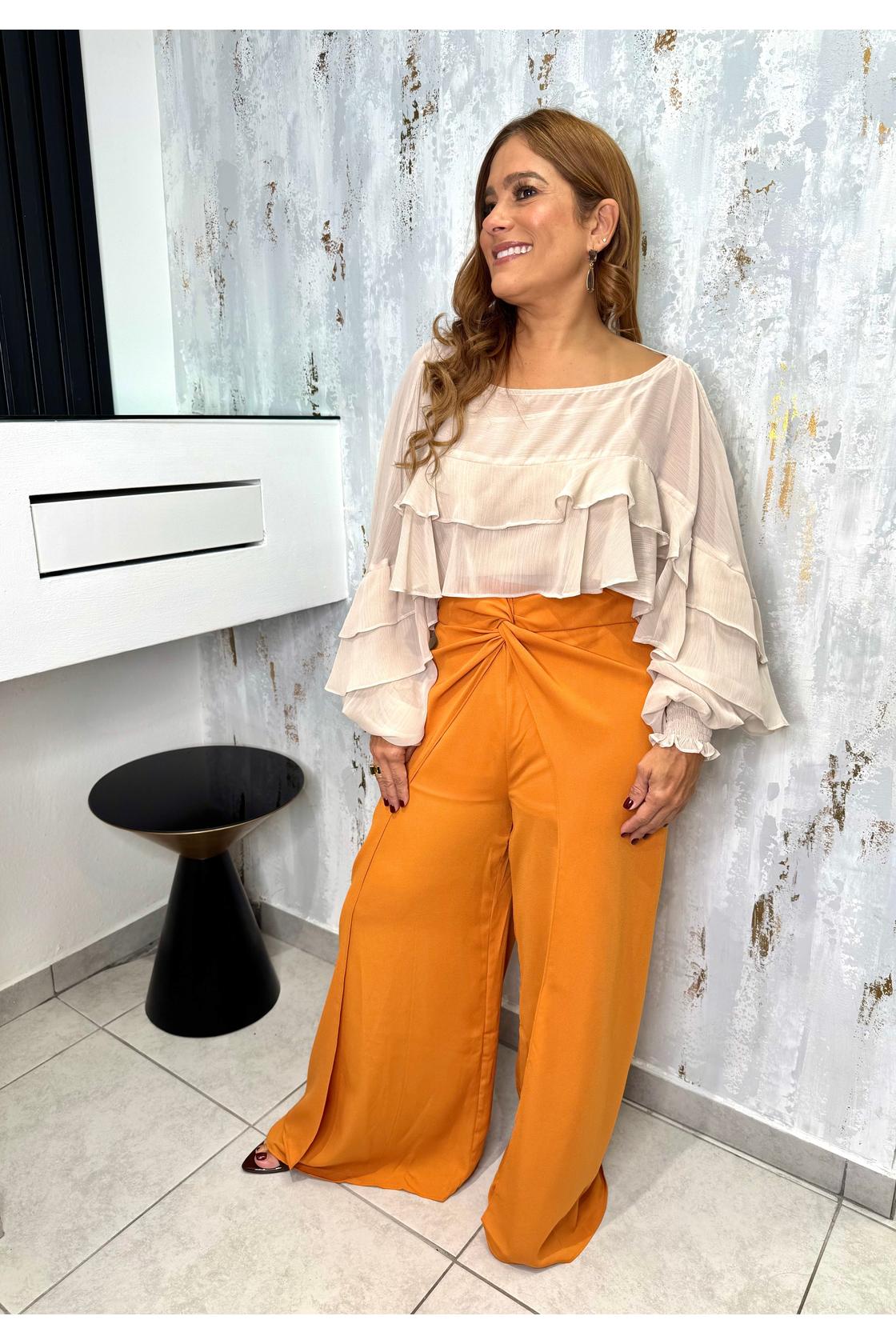 High Waist Wrap Detail Wide Pants