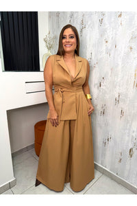 Belted Denim Wide-Leg Jumpsuit