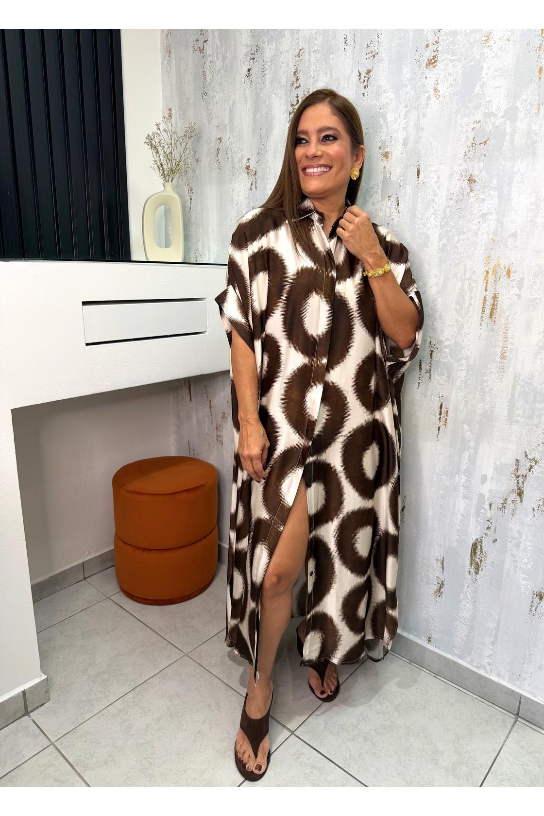 Abstract Print Maxi Shirt Dress