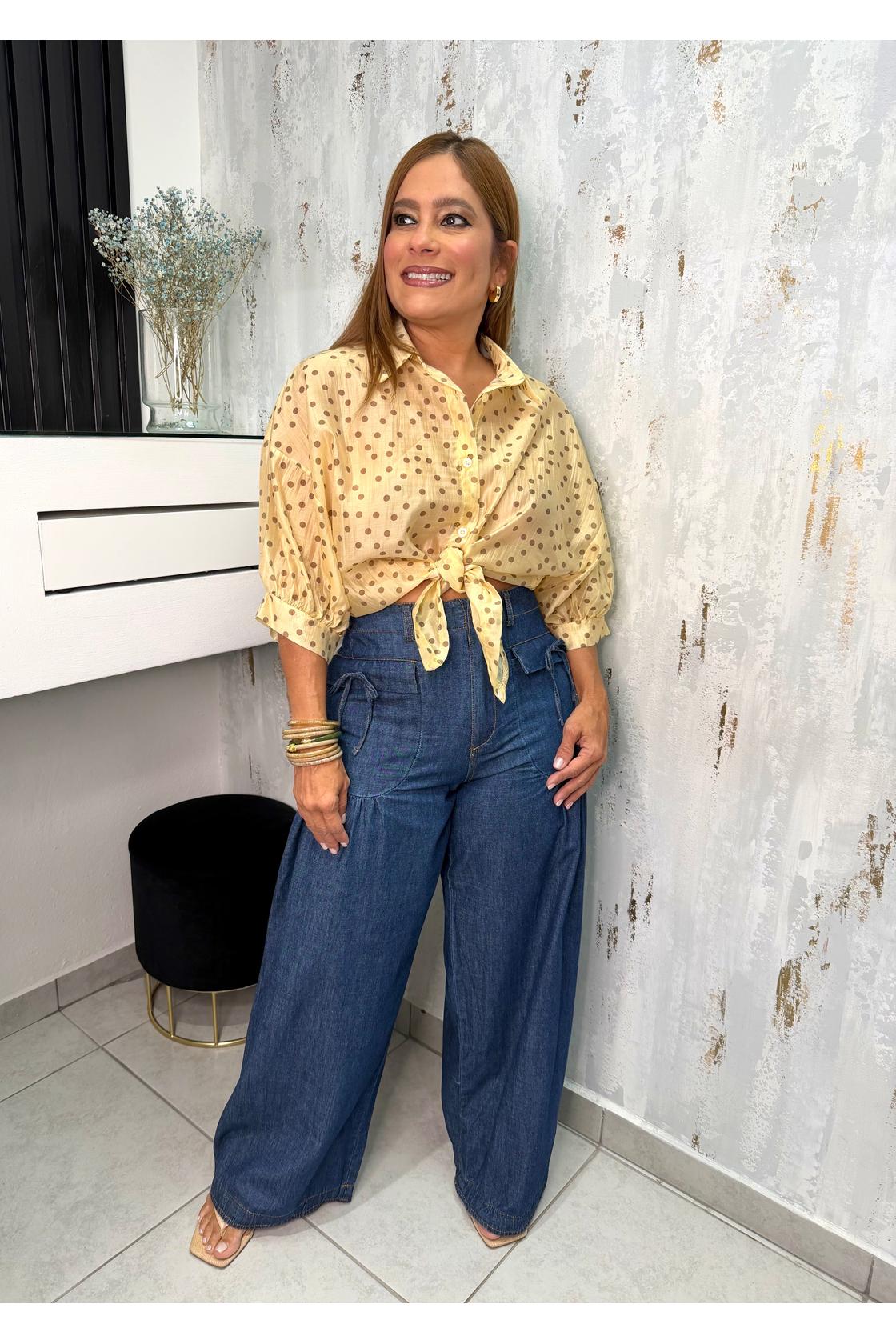 Leg and Cinched Jogger Denim Pants