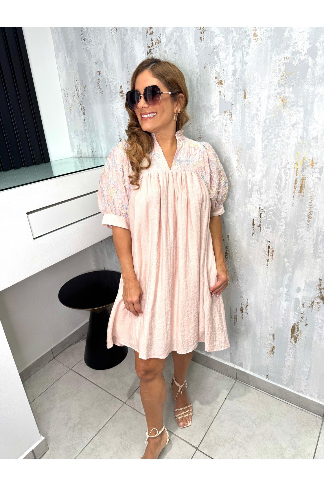 Embroidered Flower Midi Dress