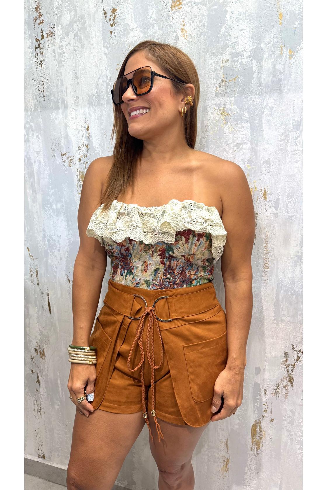 High Waist Suede Shorts