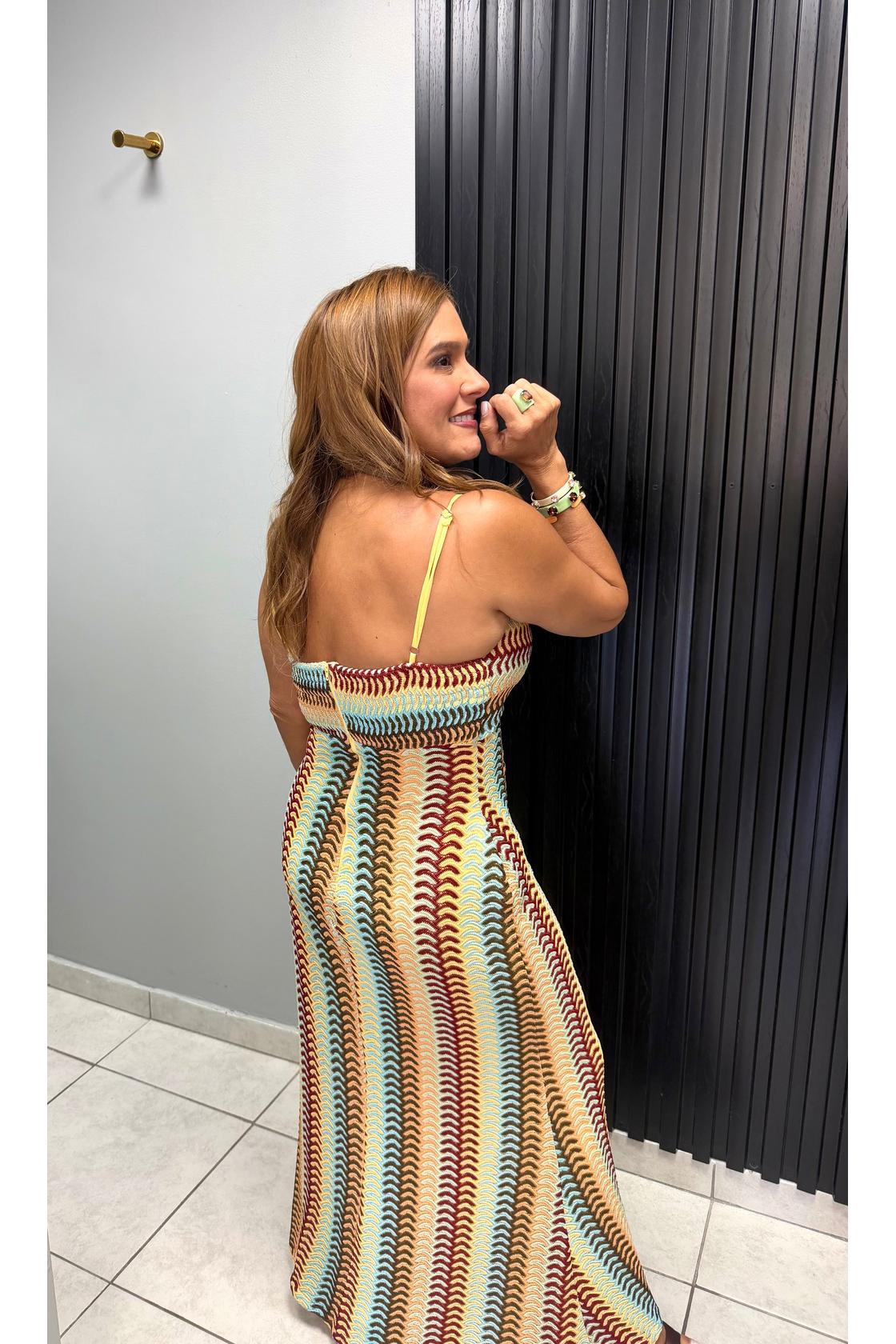 Chevron Print Sleeveless Maxi Dress