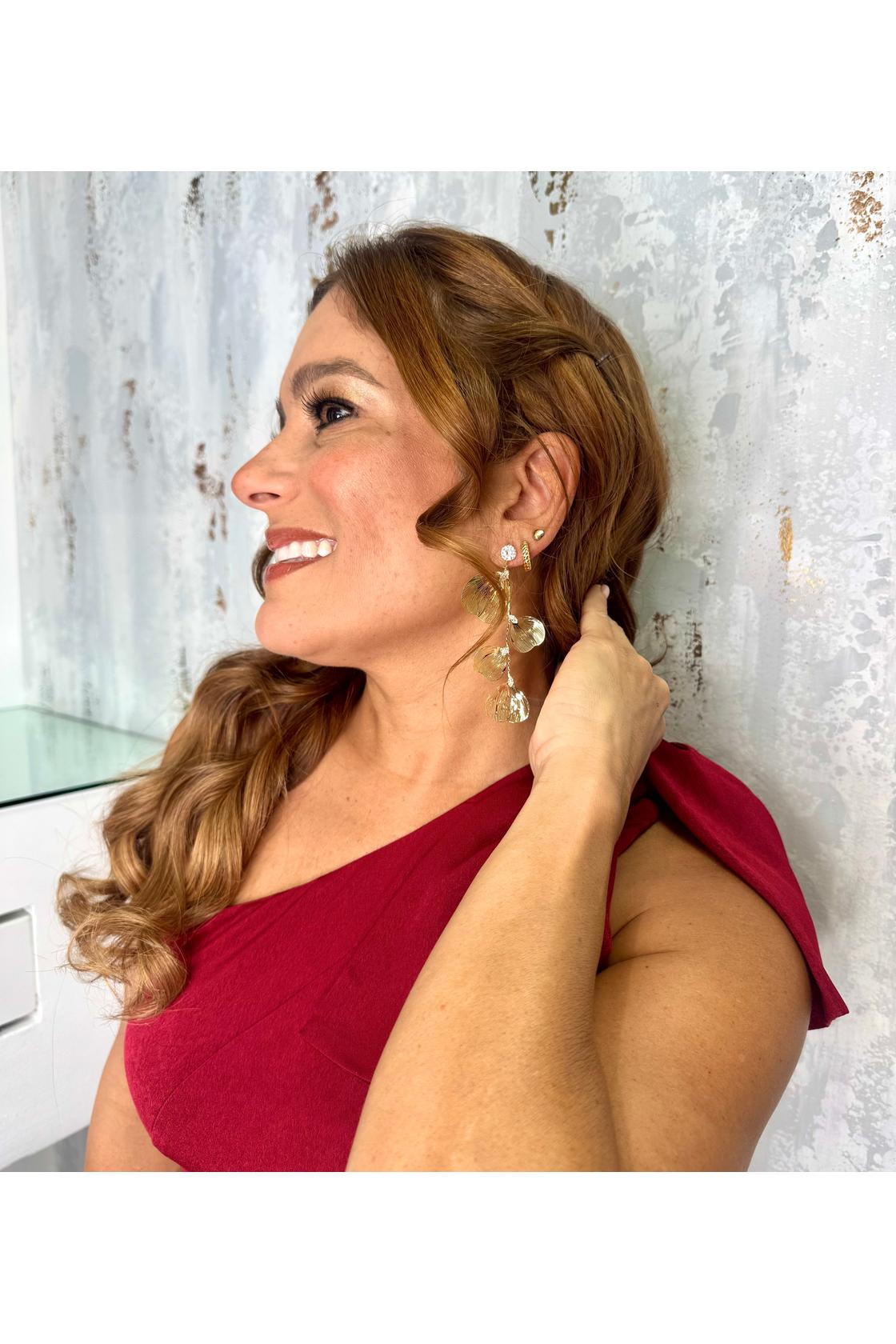 Holiday Glam One-shoulder Bow Detail Midi Dress