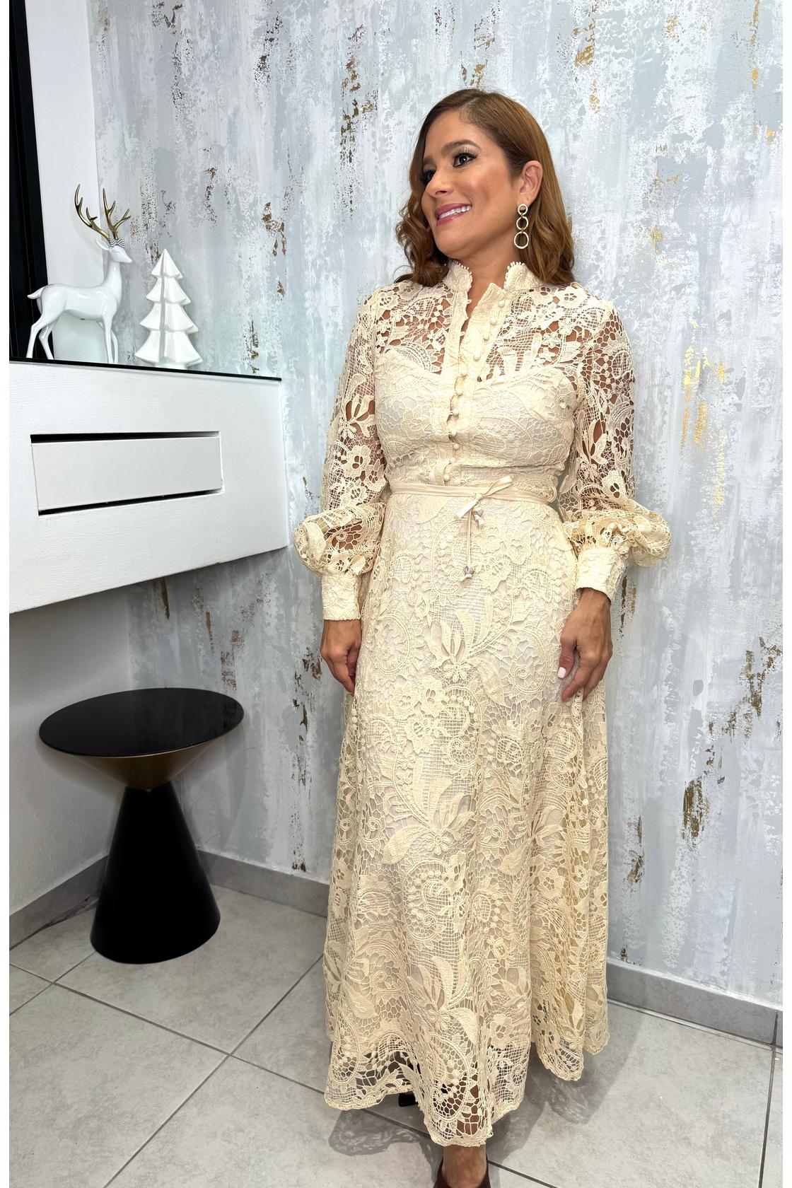 Embroidery Eyelets Maxi Dress