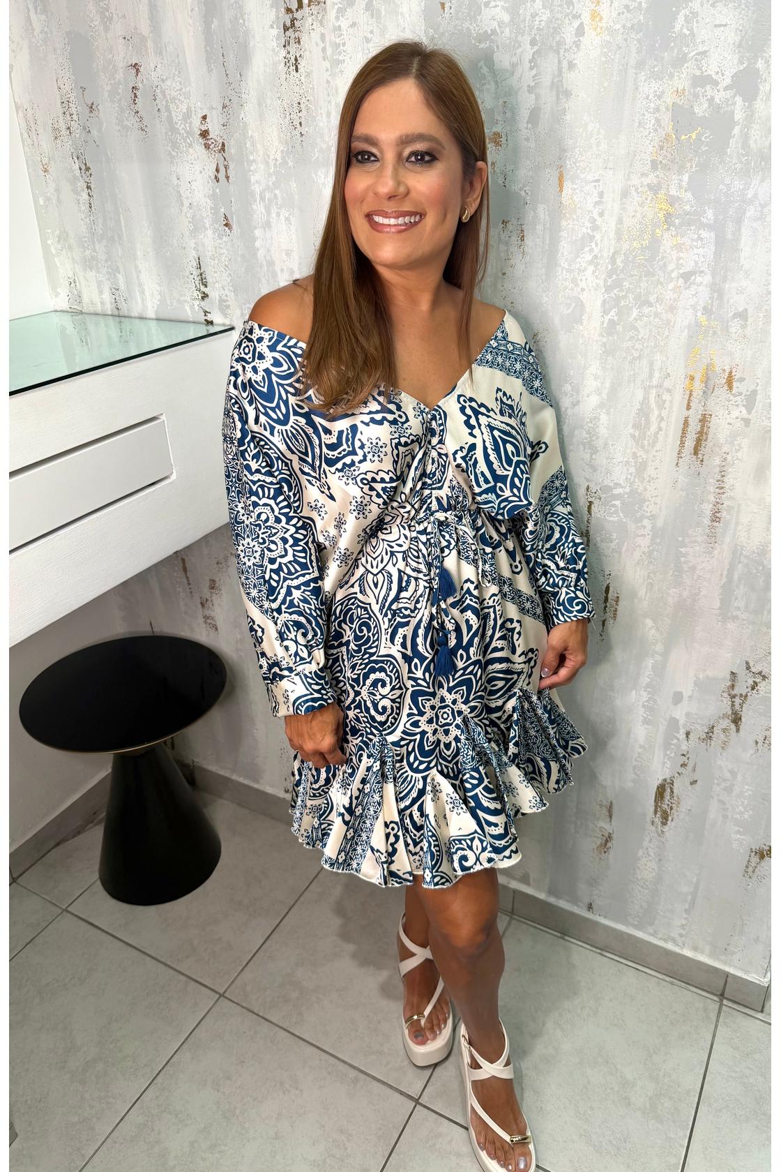 DOLMAN SLEEVE DETAIL TIE WAIST MINI DRESS