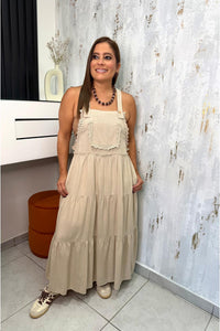 Boho Lace Tiered Maxi Overall