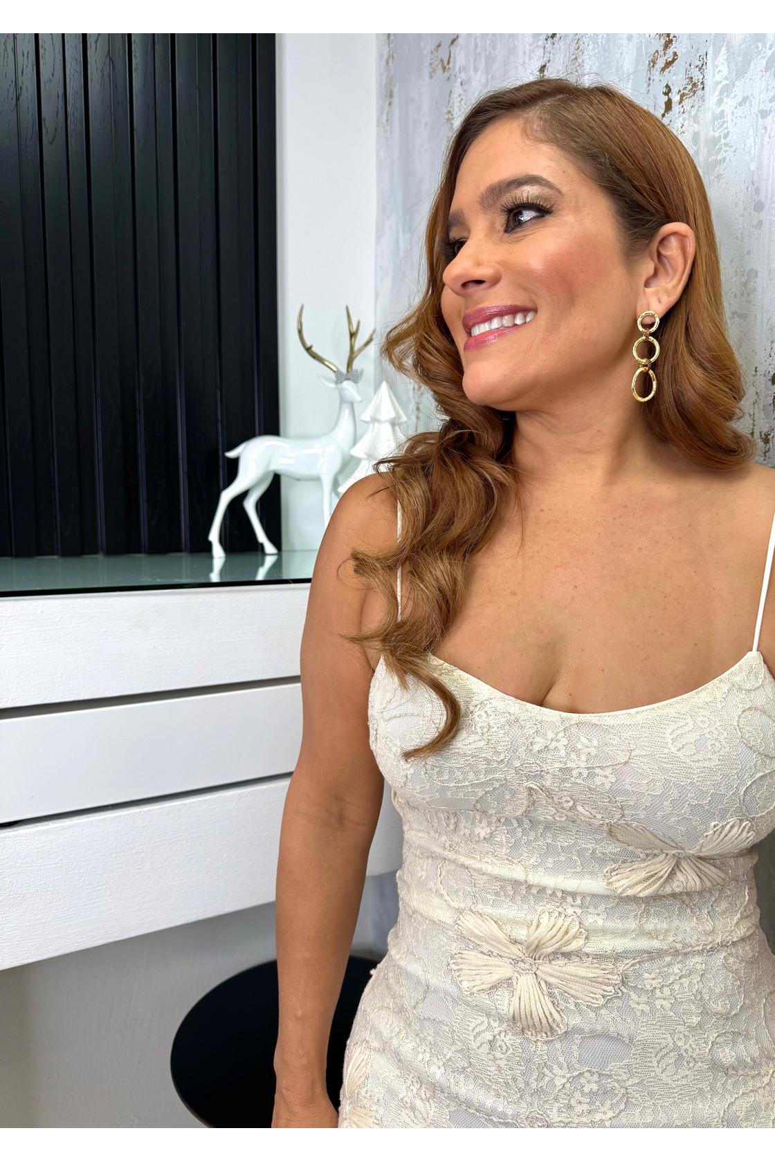 3d Flower Applique Drop Waist Gathered Maxi Dress