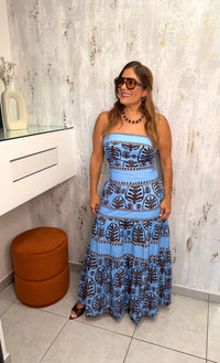Strapless Printed Maxi Dress
