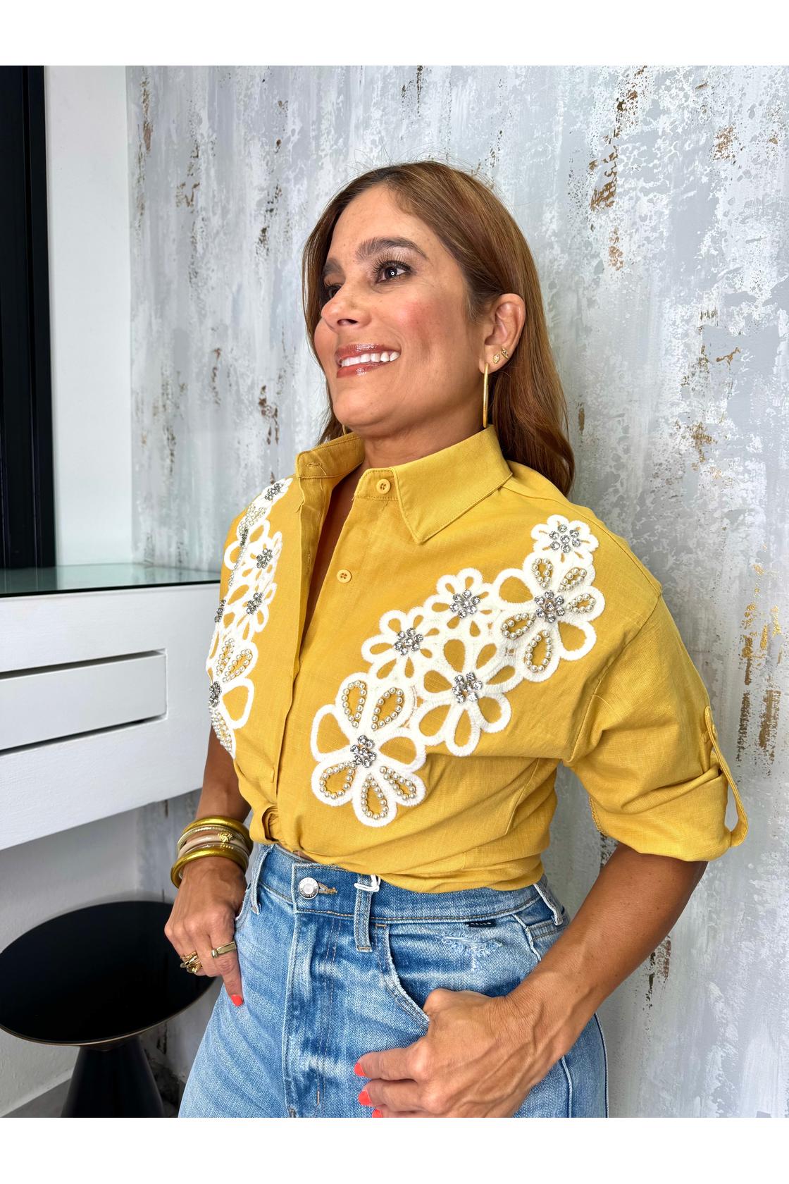Floral Patch Button Shirt