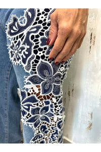 Embroidered Pants High Waist