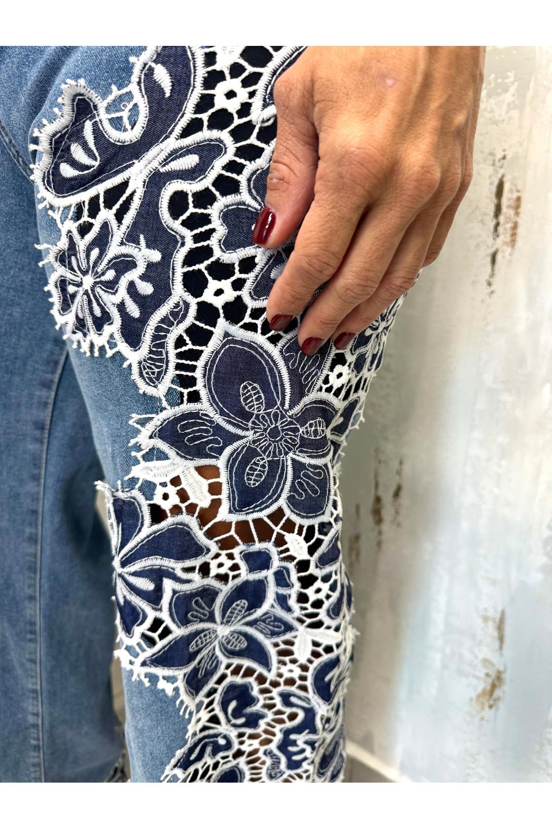 Embroidered Pants High Waist