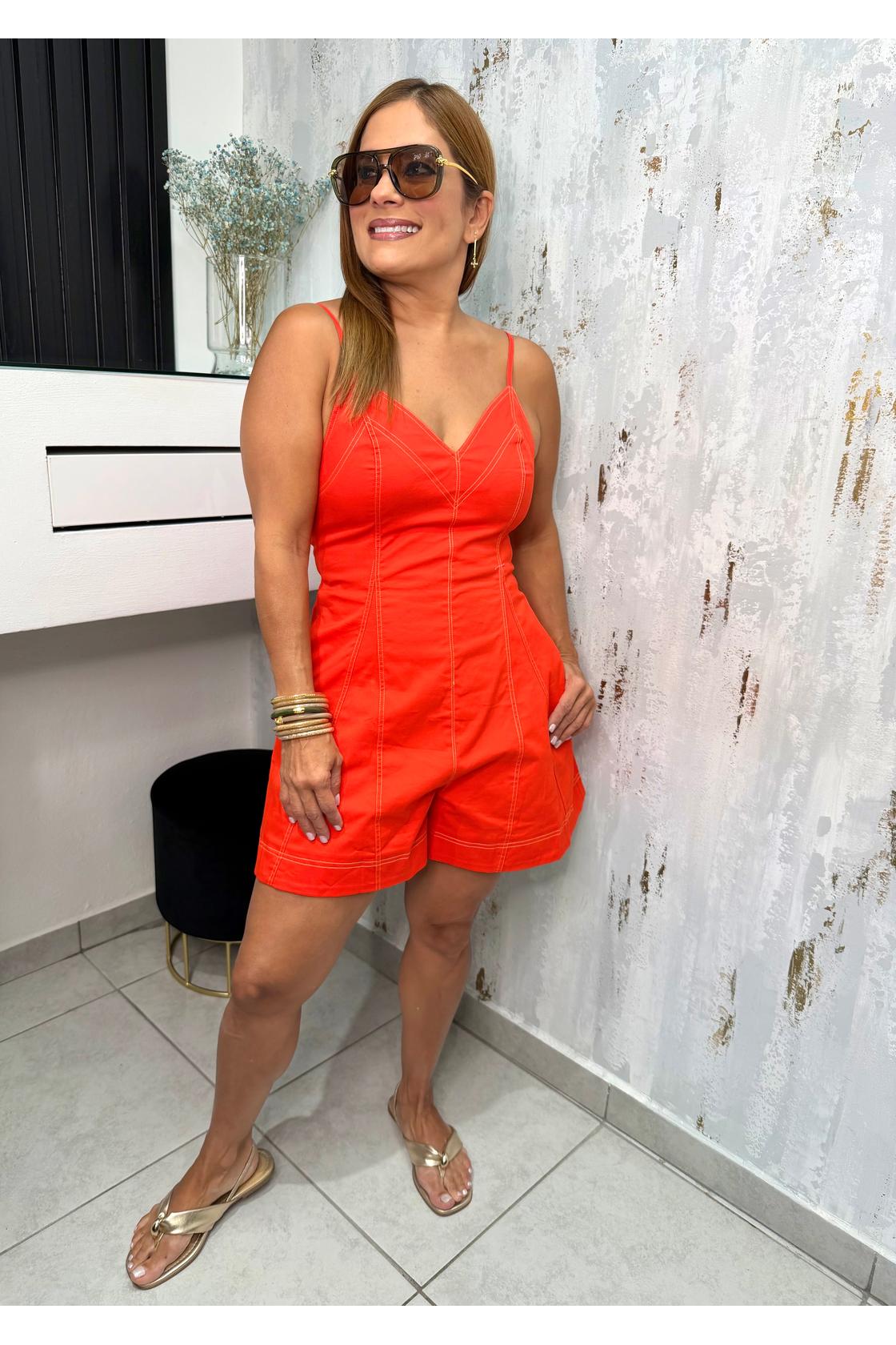 Back Tie Detail Stitch Romper