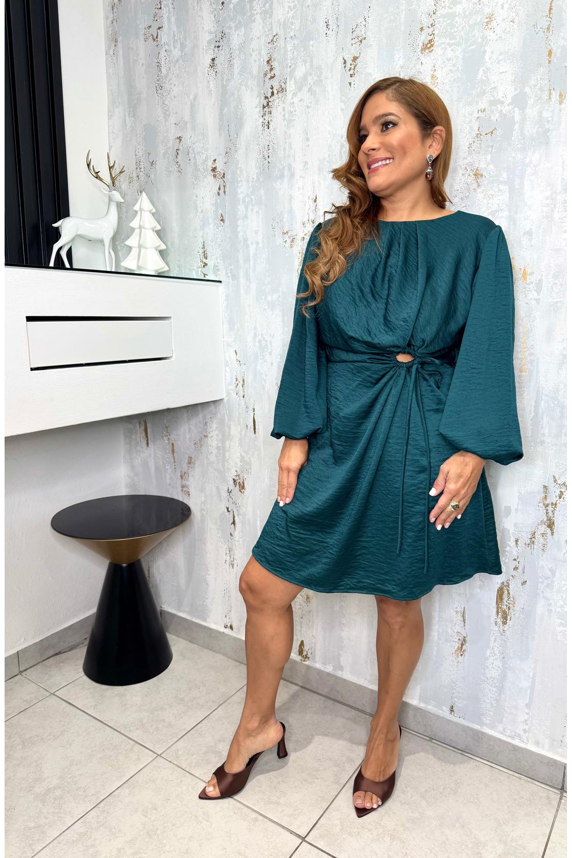 Balloon Sleeve Mini Dress