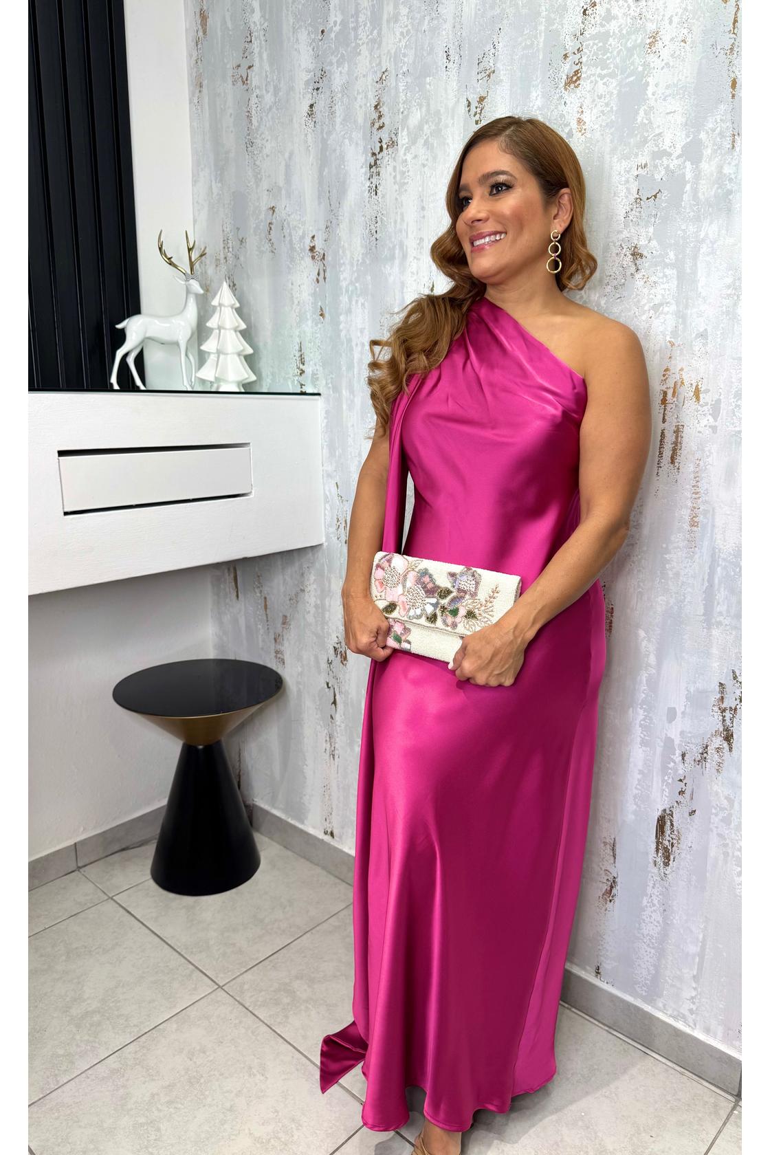 One Shoulder Sleeveless Slip Midi Dress