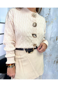 Celia Button Gold SweaterJacket