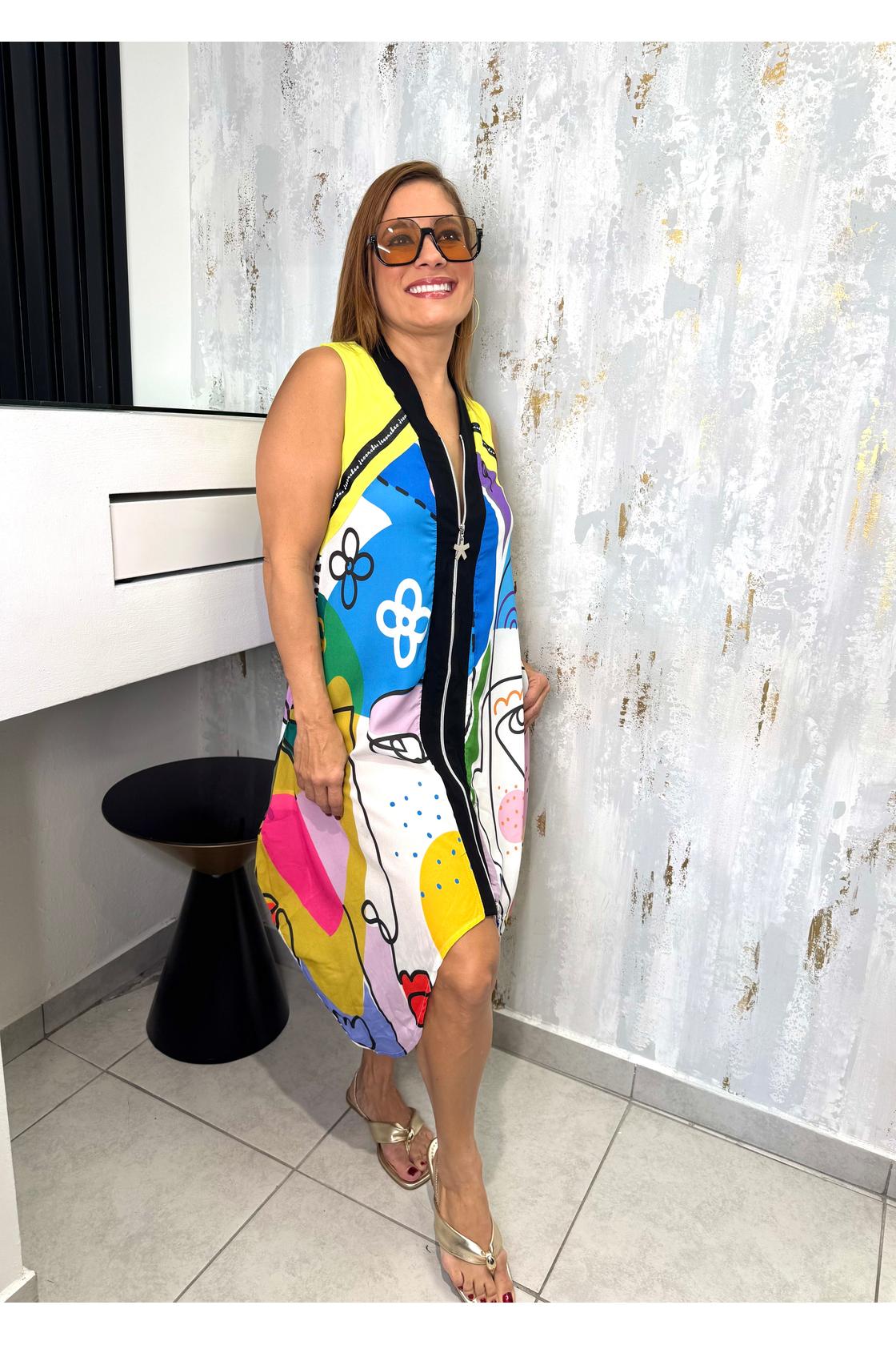 Sleeveless Multi Color Dress