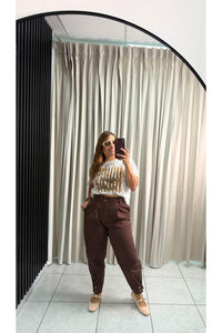 High-Waisted Barrel Leg Pants