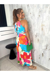 Paulina Flor Print Cut Out Mini Dress