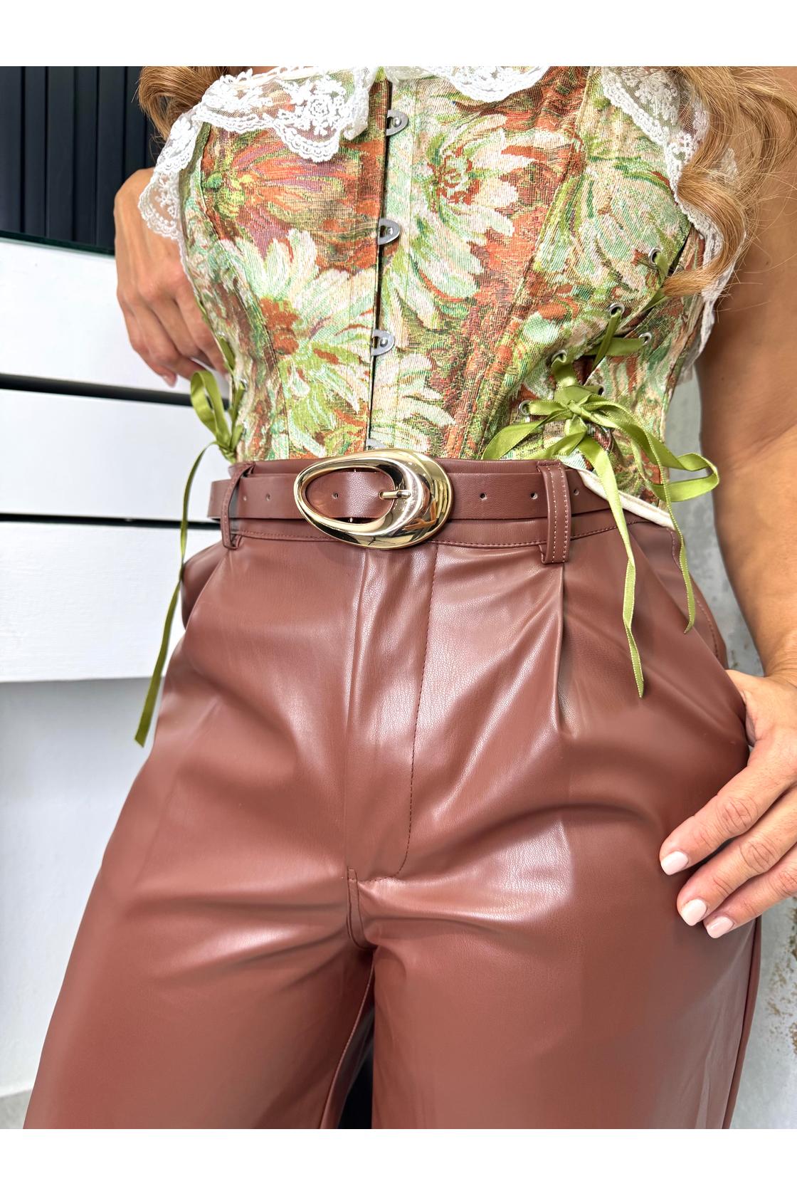 High Waist Wide Leg Leather Pants