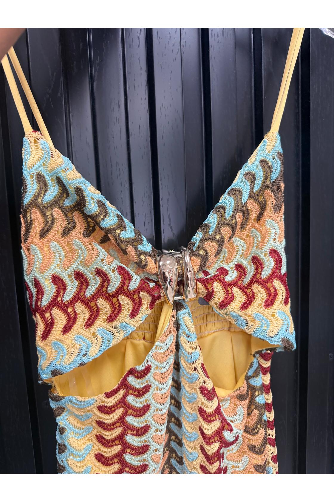 Chevron Print Sleeveless Maxi Dress