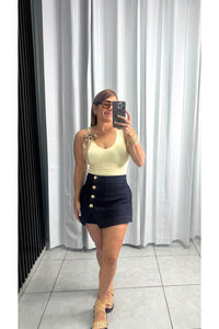 Denim Skort Featuring Front Button