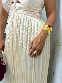 Elegant Pleated Halter Maxi Dress