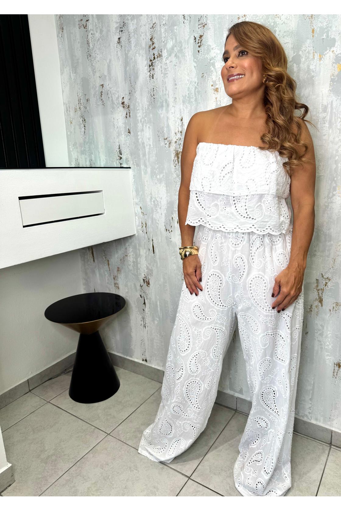 Chic Embroidered Off The Shoulder Jumpsuit