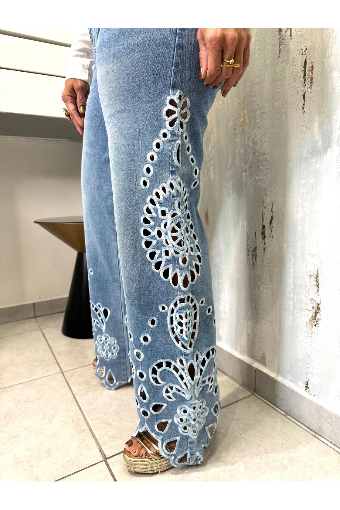 High Rise Pants Strech Flare Lace