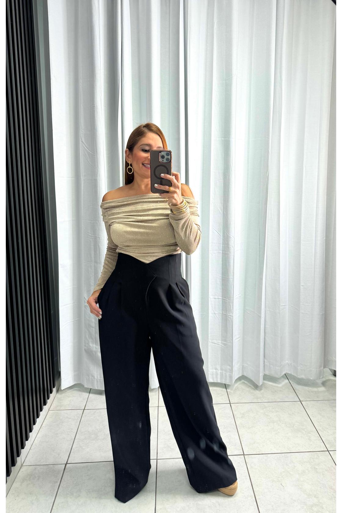 Off Shoulder With Stone Blouse