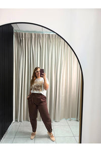 High-Waisted Barrel Leg Pants