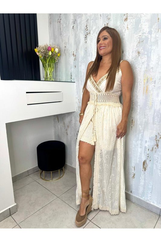 Lace Long Romper Dress With Shorts