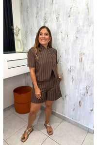 Chic Pinstripe Vest & Shorts Set